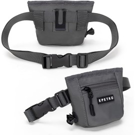 Bolsa para premios para Perros, con Cierre magnético de Gran Capacidad, dispensador de Bolsas para excrementos y Clip metálico para la Cintura (Gris Oscuro).