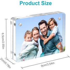 kuchisity 3'' x 3'' Acrylic Picture Frames 12Pcs,20mm Clear Double Sided Magnetic Photo Frames,Frameless Picture Frames Wedding Table Numbers Desktop Display Holder for Office Home Decoration