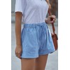 HVEPUO Womens Shorts Summer Linen Soft Elastic Waist Short Pants