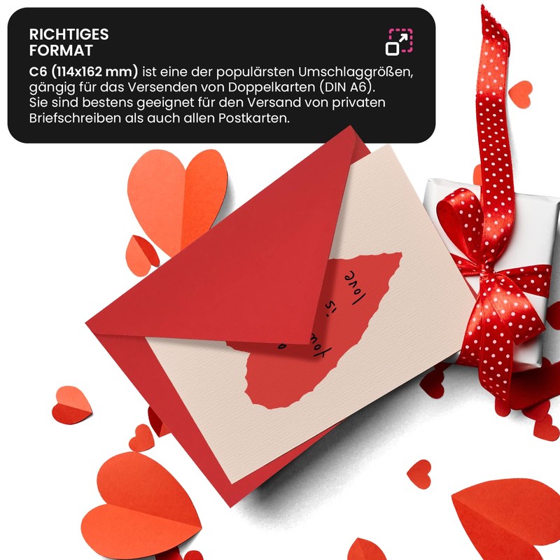 Netuno Pack of 25 Dark Red Envelopes DIN C6 114