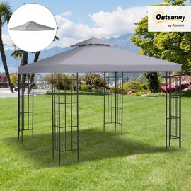 Outsunny 13' x 10' Gazebo Replacement Canopy, Gazebo Top Cover with Double Vented Roof for Garden Patio Outdoor (TOP ONLY), Light Gray