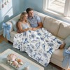 Breling Coastal Ocean Beach Throw Flannel Blanket Blue Seashells Cozy