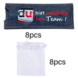 8pcs Wichtig im Team - Hülle Filz Geschenke für duplo Schokolade | Mitarbeitergeschenk Super Job | dankeschön Mitarbeiter geschenk I ohne Schokolade