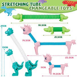 XUNIVERS Sensory Toy, Pack of 8 Colourful Sensory Toy, Mini Pop Tubes, Autism Toy, Party Gifts for Children from 1 2 3, Stress Relief Toy, Stretchy Tube Toys, Anti-Stress Fidget Toys