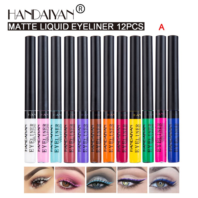 HANDAIYAN 12 Color Matte Liquid Eyeliner Set Eye Makeup Liquid