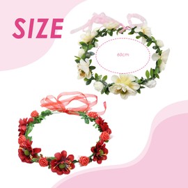 Pack of 2 flower garland hair accessories, flower headbands for women, flower hair accessories for girls, Oktoberfest garland hair accessories, suitable for parties, gatherings, champagne colour)
