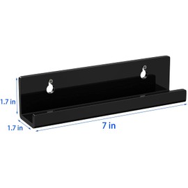 Sooyee 6 Pack 7 Inch Acrylic Invisible Kids Floating Bookshelf for Kids Room,Modern Picture Ledge Display Toy Storage Wall Shelf,Black