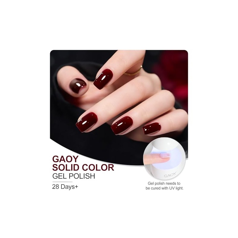 GAOY- Esmalte de uñas en gel rojo oscuro, 16 ml,