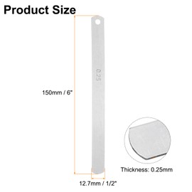 sourcing map 8 Blades Metric Steel Feeler Gauge, 0.25mm Thickness Filler Gauge, Offset Valves, Guitar Gauge Gage Measuring Tool, for Gap Width Thickness Measuring