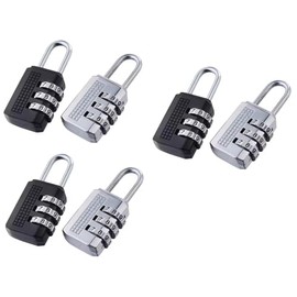 Set of 6 Combination Locks - 3 Digit Combination Lock in Silver & Black - Security Padlock for Suitcase Locker Cabinet Travel Luggage Number Lock Small