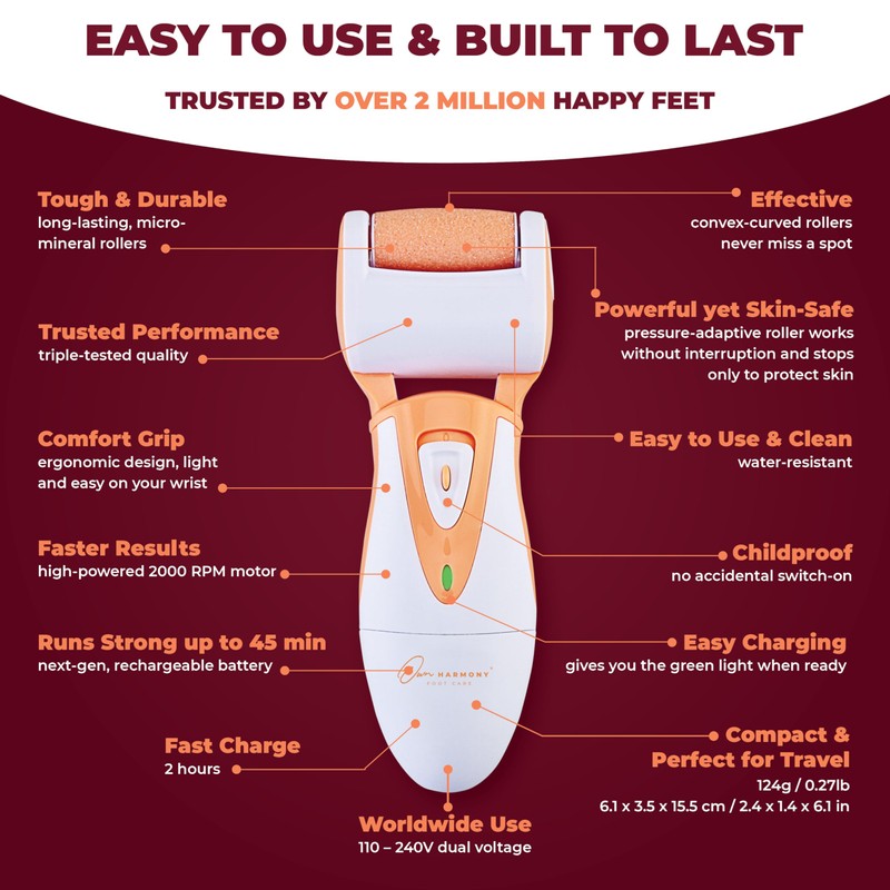 Own Harmony Rechargeable Callus Remover for Feet: Professional Electric Feet