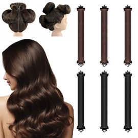 EAHSAP 6PCS Rizadores de Cabello Sin Calor, rulos para cabello sin calor, con 3 Piezas Negras y 3 Piezas Marrones Oscuras, Rizador Sin Calor Para Cabellos Cortos y Medios, Herramientas de Peluquería