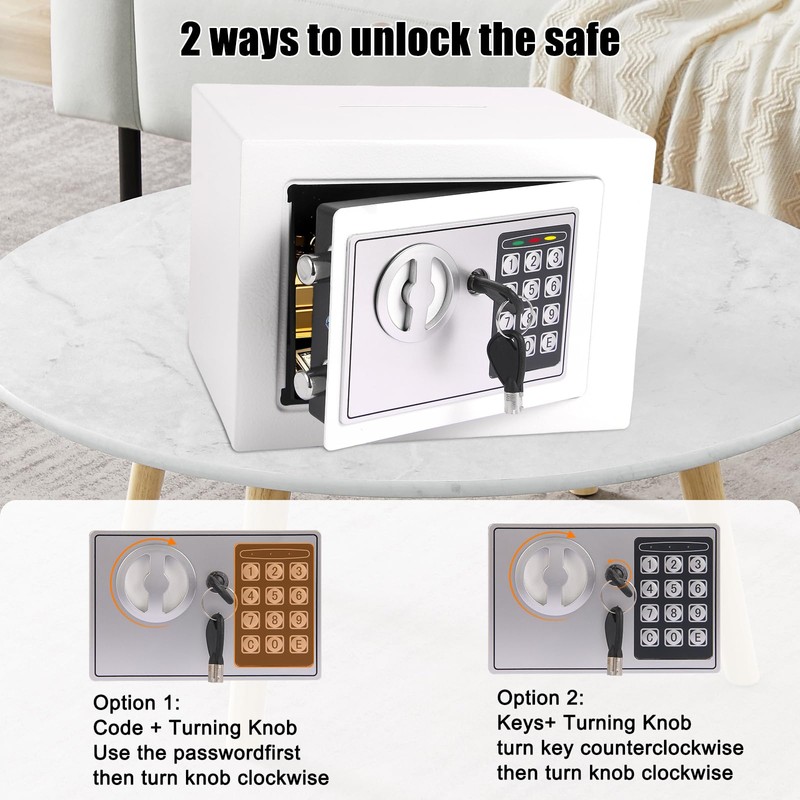 MAESTON Mini Electronic Safe Box with Digital Keypad & Keys,