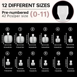 ASONRL 504Pcs Natural Toe Nail Tips, 12 Sizes Pre Shaped Professional Toe Nails Tips Press Ons Full Cover Acrylic Soft Gel Nail Tips for Nail Extension Home DIY Nail Salon with Box