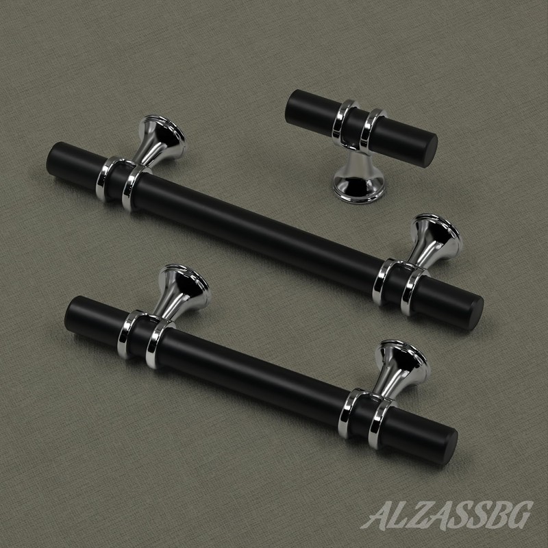 Alzassbg 10 Pack Matt Black and Silver Cabinet Knobs, 2