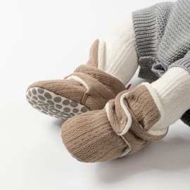 Babelvit Newborn Baby Boy Girl Soft Fleece Booties Stay On Infant Slippers Socks Shoe Non Skid Gripper Toddler First Walkers Winter Ankle Crib Shoes