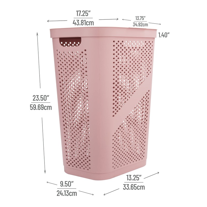 Mind Reader Slim Laundry Hamper with Lid, 60L Clothes Basket,