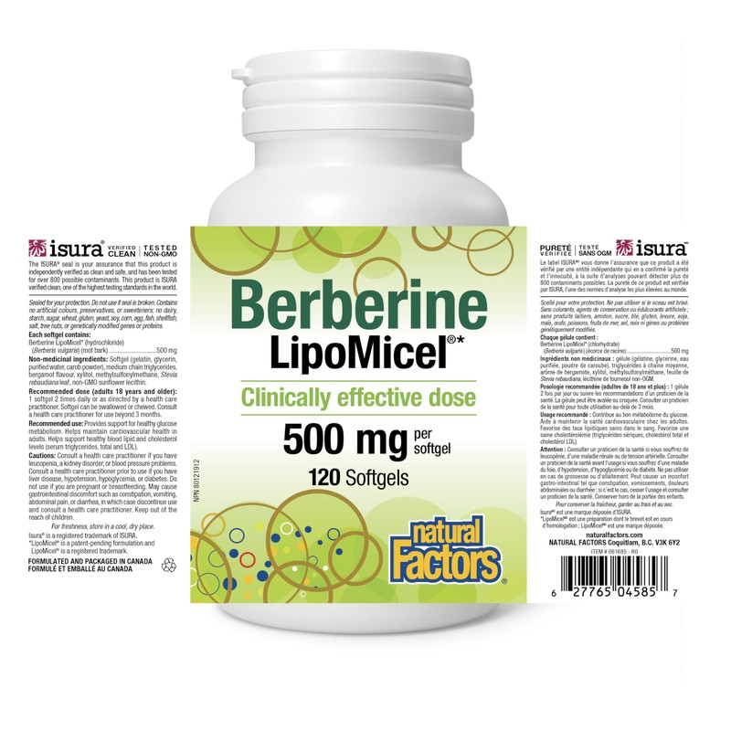 Berberine LipoMicel 500mg (120 Count (Pack of 1))