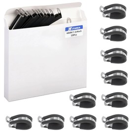 JTAREA 10PCS 1-3/4 Inch 304 Stainless Steel Cable Clamps 1-3/4" Cable Clamp Rubber Coated Wire Clip Pipe Clamp with Screws