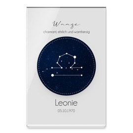 CHRISCK design Astro Wall Picture Acrylic Glass with Zodiac Sign Customisable UV Print with Zodiac Sign and Text Individual Room Decoration Wall Pictures Gift Idea