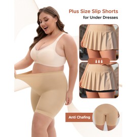 INNERSY Safety Shorts Plus Size Cycling Shorts for Women High Rise Boxers Under Dresses 3 Pack (30-32, 3 Basic Beige)