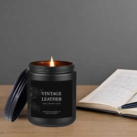 Aromatherapy Candles Gifts Home Scented Soy Candles 7oz for Birthday, Valentine, Christmas, Anniversary Present or Just for Enjoying Life and Personal Relaxation Healing (7oz, Vintage Leather)