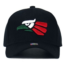 Mexican Mexico Hat Hecho En Mexico Eagle Aguila Snapback Flat Bill Baseball Cap (Black- Flag Eagle)