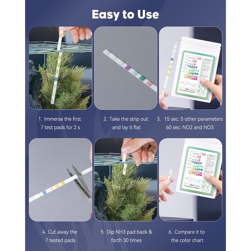 Pawfly 8 in 1 Aquarium Test Strips, 50 Strips Fish