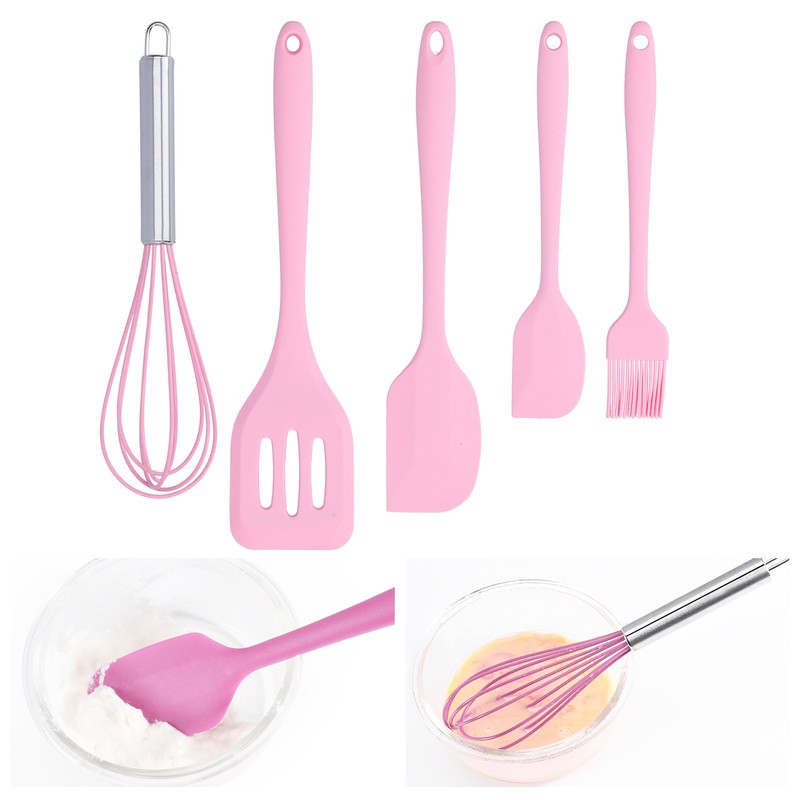 Cooking Spatula Set Silicone Baking Scraper Heat Resistant Egg Beater