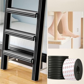 Bunk Bed Ladder Pads,Self-Adhesive Bunk Bed Ladder Cover Foam Padding,Traction Treads for Stair Steps,Soft Extra-Wide Edge Protector,Furniture 6.5 Ft Black