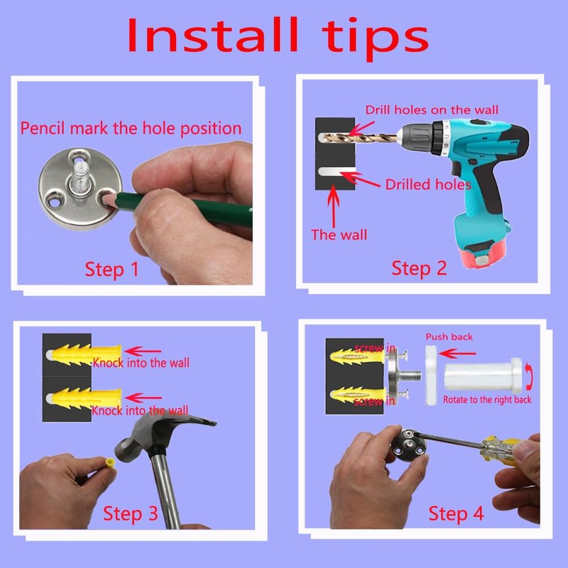 NELXULAS Classic White Stainless Steel Single Super Heavy Duty Wall