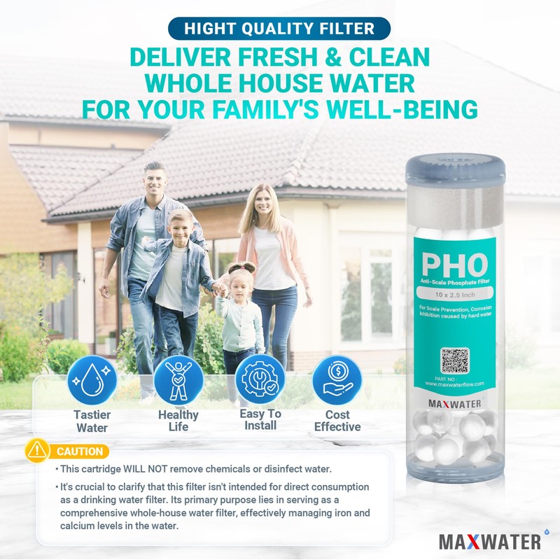 Max Water 10" x 2.5" Anti-Scale Water Filter Cartridge, Siliphos