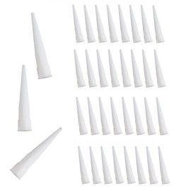 KKUANG 35PCS Silicone Caulk Nozzles 0.59inch Inner Diameter Plastic Special Caulking Tips Caulk Gun Extension Nozzle Tools for Sealing Gaps Between Door Window Frames and Walls White