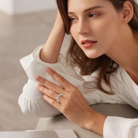 CUPENDA Anxiety Ring Sterling Silver Daisy Flower Fidget Spinner Ring Jewellery for Women, Silver, No Gemstone