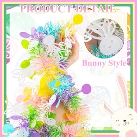 Guirnalda de oropel de Pascua de 20 pies, colorida guirnalda de oropel con confeti, guirnalda de oropel colgante de primavera para árbol de Pascua, escalera, manto, suministros de fiesta