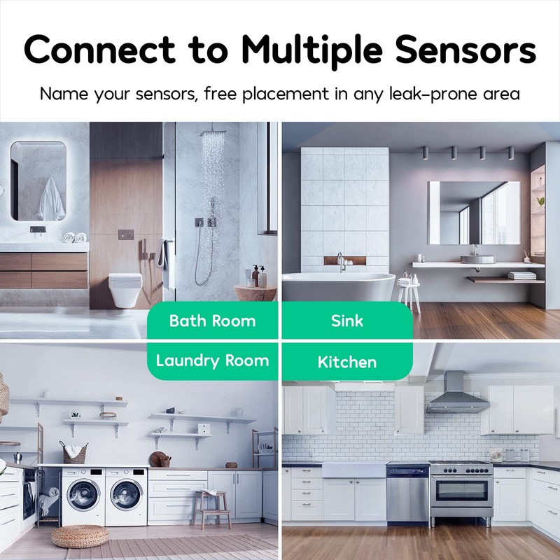 Winees WiFi Water Leak Detector, 3 Pack Water Sensors(Hub Not