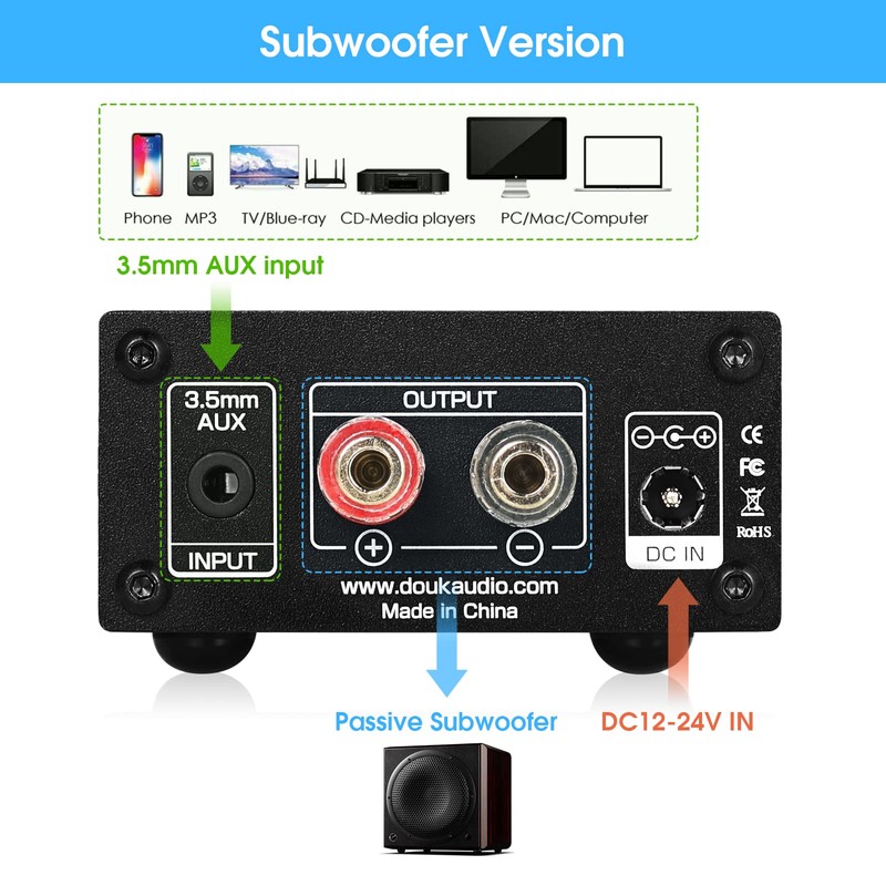 Nobsound 100 W Subwoofer / Full Frequency Mono Channel Digital