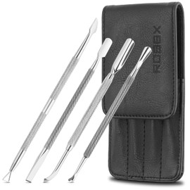ROBBX® Cuticle Pusher Set Including Spoon, Pusher & Spatula, Stainless Steel Nail Pusher Kit for Nails and Cuticles, Cuticle Pusher, Skin Pusher