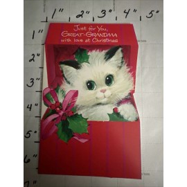 Vintage Great Grandma Grandmother Christmas Card Cute Kitten Cat Present