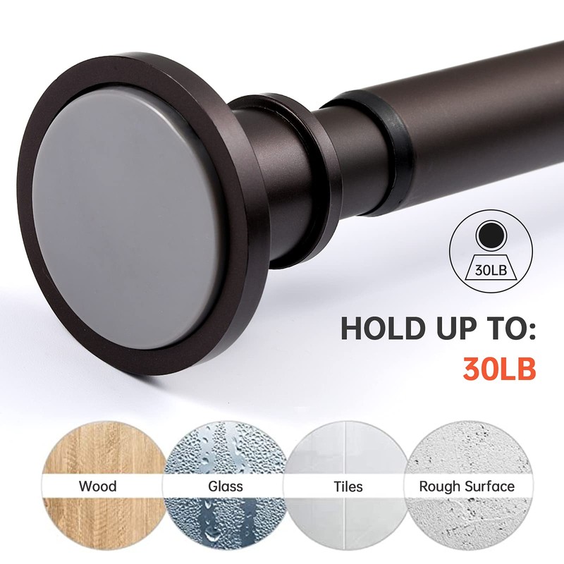 BRIOFOX Industrial Shower Curtain Rod - Never Rust Non-Slip 43-72
