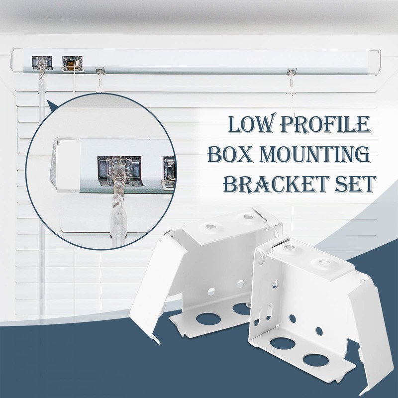 Hotop 4 Pieces White Blind Brackets Low Profile Box Mounting