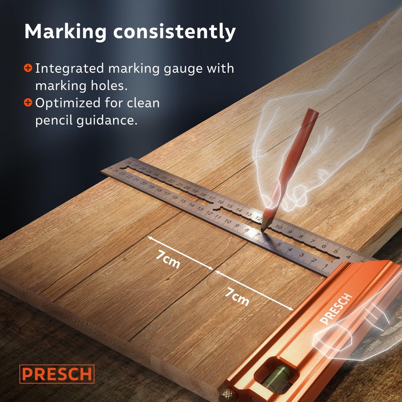 Presch Try Square 250 mm | Small | Includes rust-free