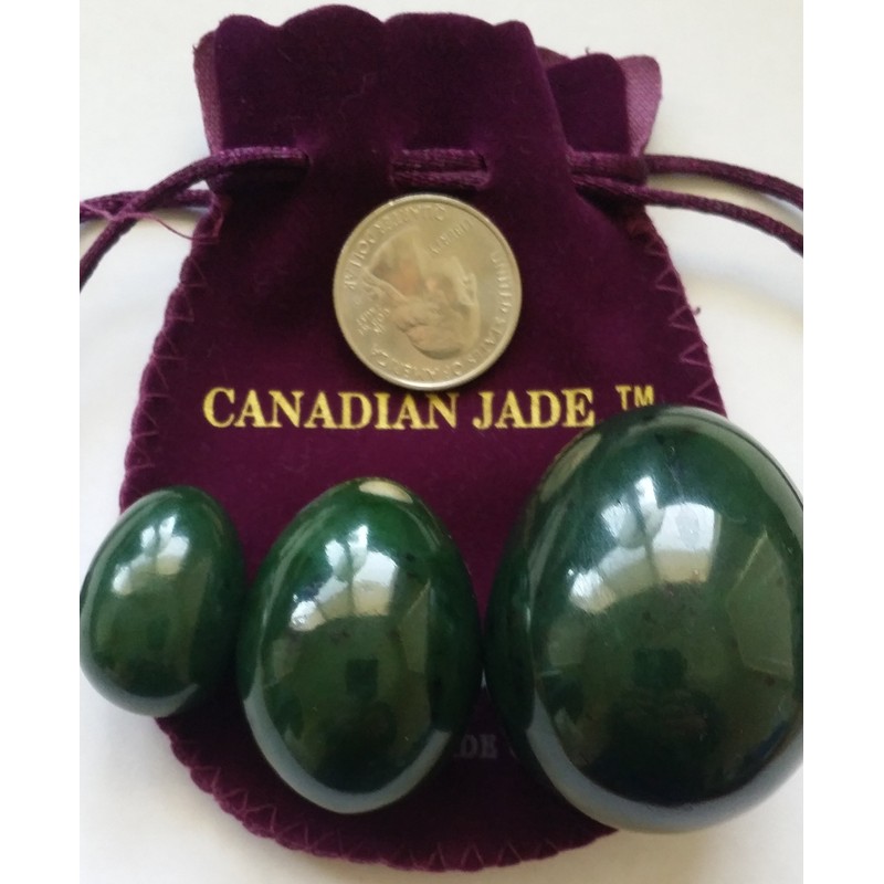 Nephrite Jade Stone Eggs Set of 3 Natural Jade 100%