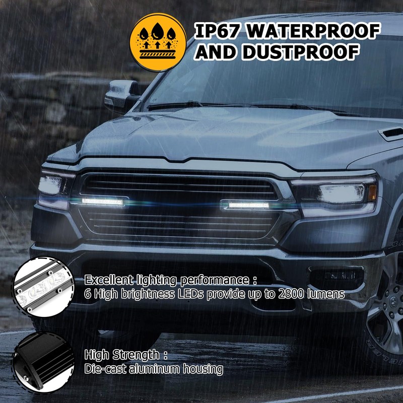 WeiSen Recessed LED Grille Light Bar Kit w/2pcs 6in Slim