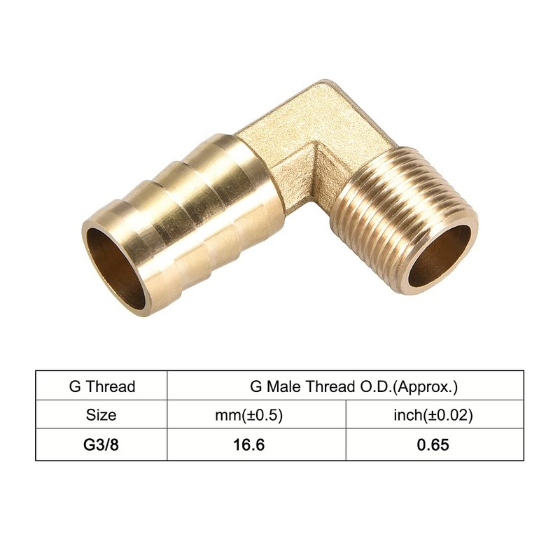 sourcing map Brass Barb Hose 90 Degree Elbow 16 mm