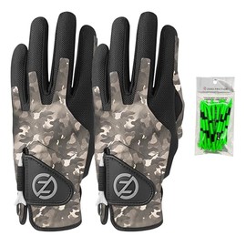 Zero Friction Men's Compression-Fit Synthetic Left Hand Universal Fit Golf Glove 2 Pack, One Size, Night Camo