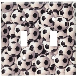Art Plates - Soccer Balls Switch Plate - Double Toggle