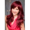 Long red wig, layered with flicked tips: Salome cherry red