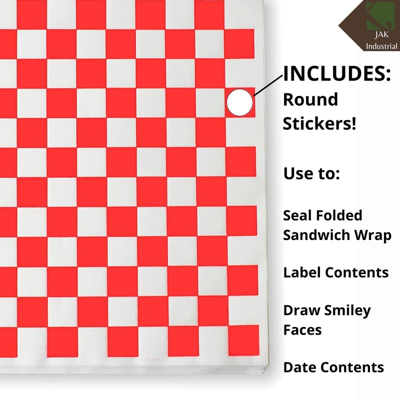 1000 Sheets of Red and White Checkered, Grease - Resistant,