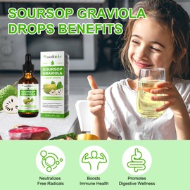 QJCWXIAOX Soursop Graviola Liquid Drop, Nature Soursop Extract Liquid for Cell Support & Regeneration, Immunity, Liver & Antioxidant, Easy to Absorption, 2 Fl Oz